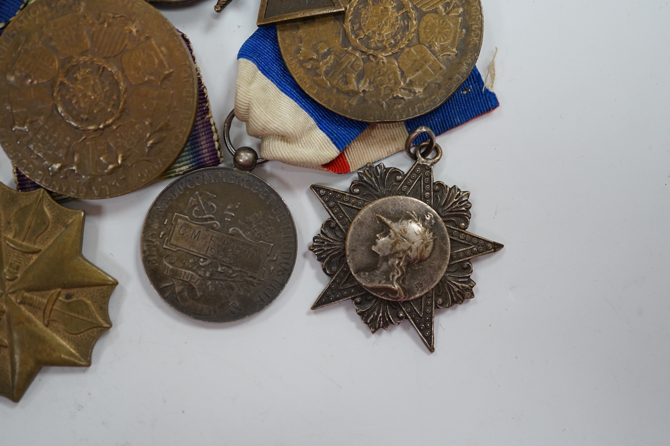 Eighteen French and Belgium medals, etc. including; Medal of Honour, War Cross, Medal of Honour for Physical Education, Victory Medal, etc.